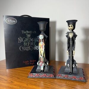 Nightmare Before Christmas Taper Candle Holders Jack and Sally Skellington